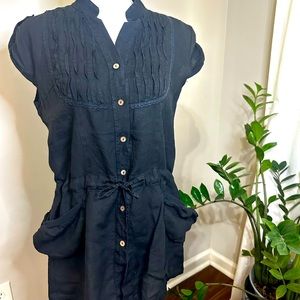 Black linen Mini Dress